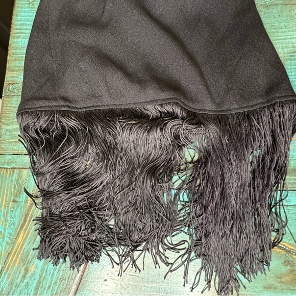 Zara Black Wide Leg Fringe Jumpsuit Size Medium Southwestern Whimsy Goth - Picture 8 of 15